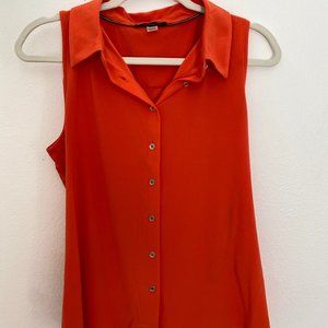 Tommy Hilfiger Sleeveless Button Down Shirt ORANGE